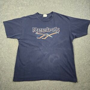 Reebok T Shirt Mens XL Blue Vintage 90s Single Stitch Graphic Vector Logo USA